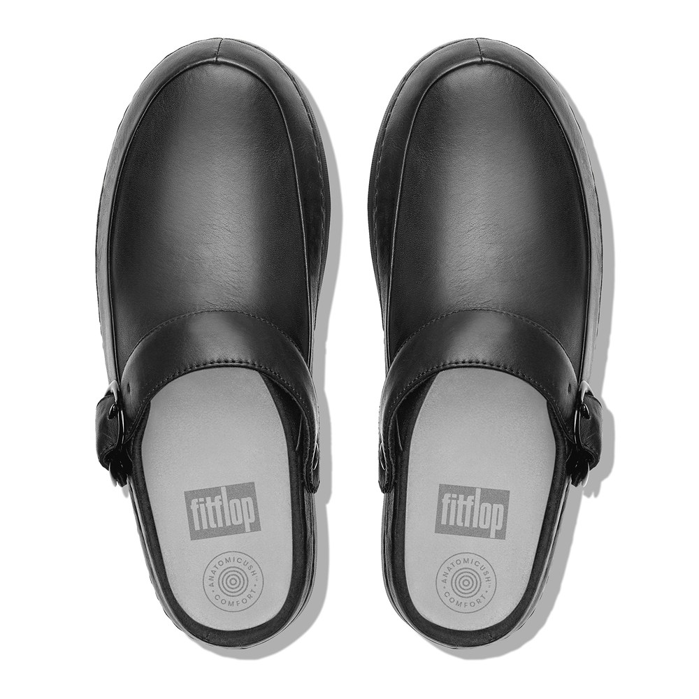 Fitflop Womens Clogs - Gogh Pro Superlight Leather - Black - 098-LKXCEJ